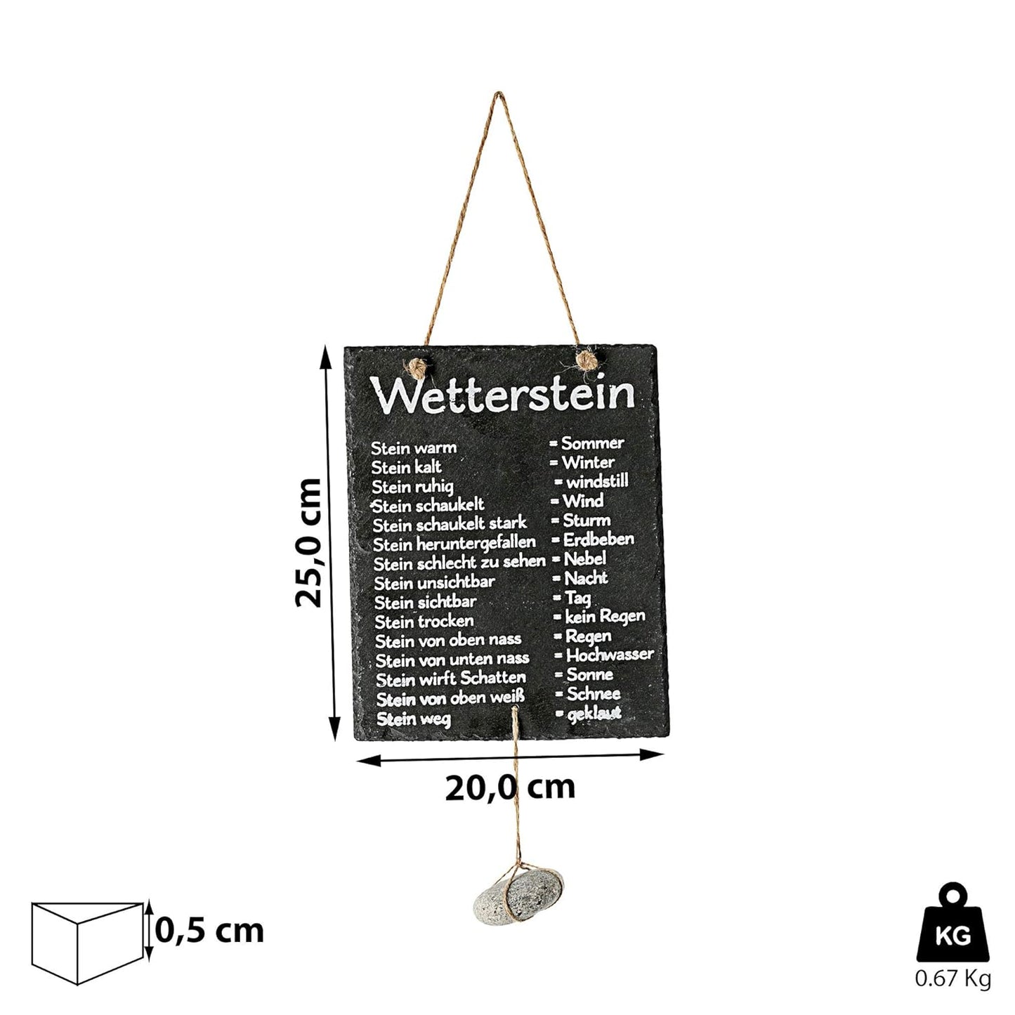 Cepewa Wetterstation Stein Auf Schiefertafel Wettertafel Schild Tafel Beschriftet 20 X 25 Cm