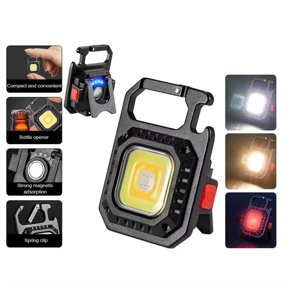 Rechargeable Mini Flashlight Protable Keychain Lamp 4 Lighting Modes EDC Torch Outdoor Waterproof Emergency Camping Work Lights