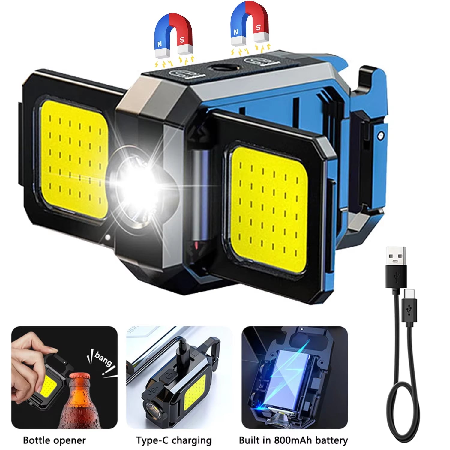 Rechargeable Mini Flashlight Protable Keychain Lamp 4 Lighting Modes EDC Torch Outdoor Waterproof Emergency Camping Work Lights