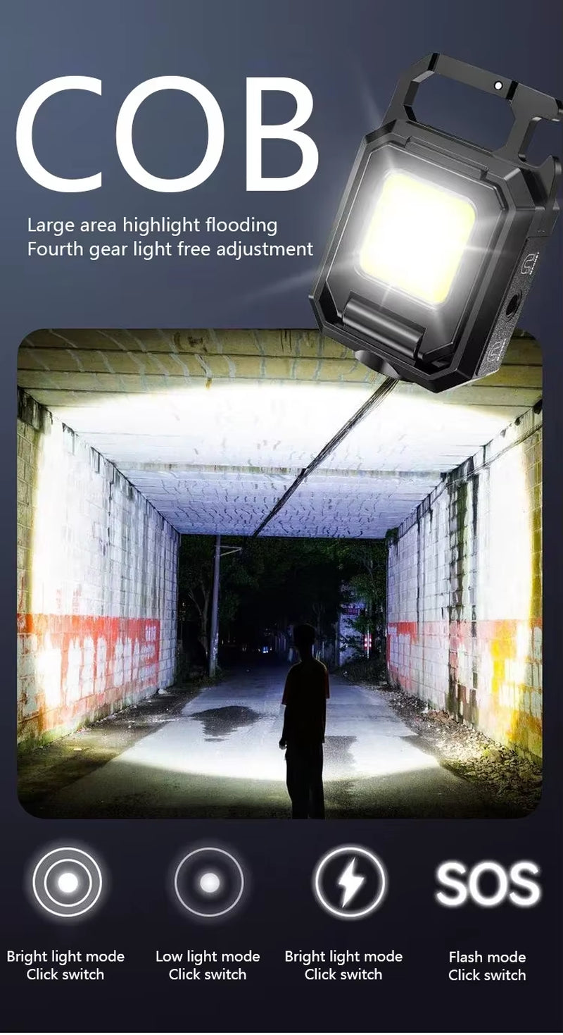 Rechargeable Mini Flashlight Protable Keychain Lamp 4 Lighting Modes EDC Torch Outdoor Waterproof Emergency Camping Work Lights