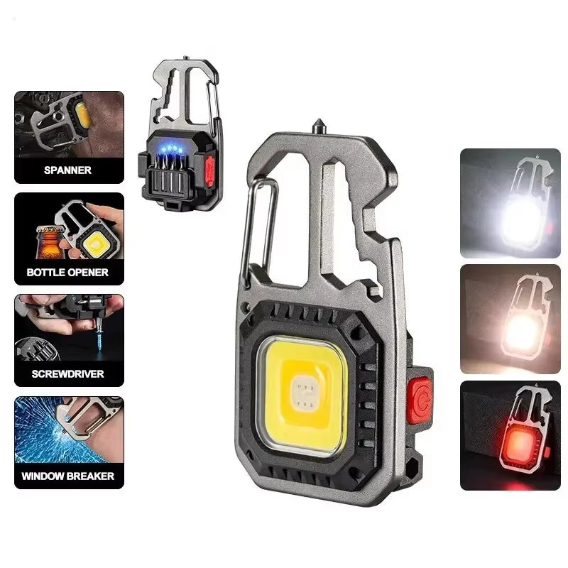 Rechargeable Mini Flashlight Protable Keychain Lamp 4 Lighting Modes EDC Torch Outdoor Waterproof Emergency Camping Work Lights