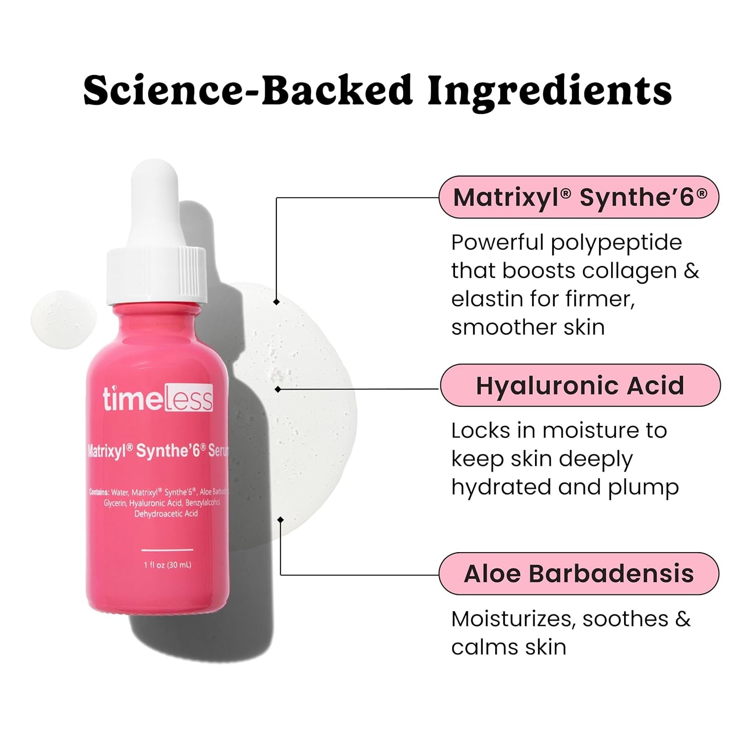 Matrixyl Synthe'6 Serum Peptide Gesichtsserum, Mit Hyaluronsäure Und Aloe Barbadensis - 30Ml