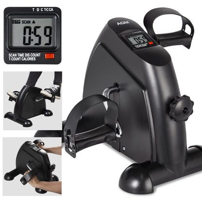 Compact Fitness Bike Pedal Trainer with LCD Display for Arm and Leg Workouts - AGM