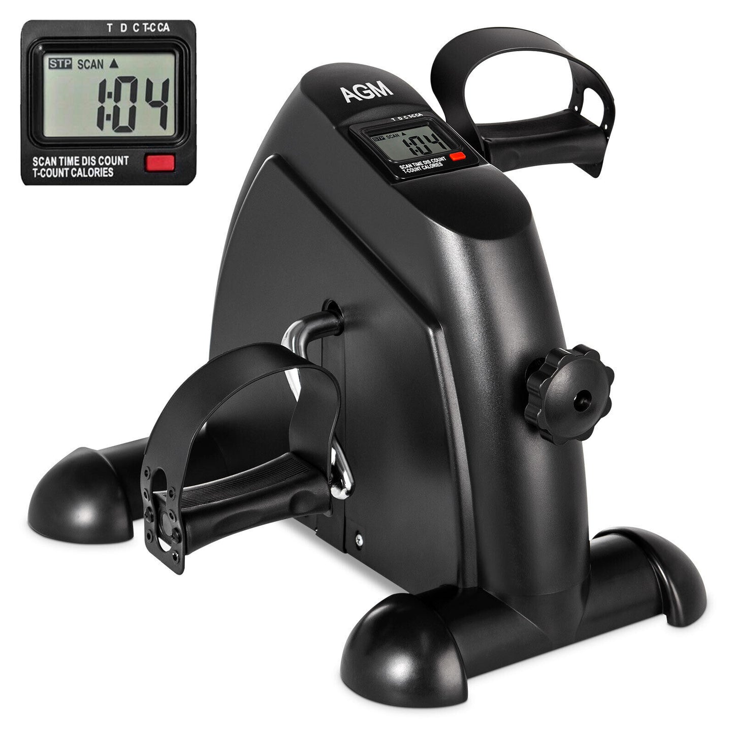 Compact Fitness Bike Pedal Trainer with LCD Display for Arm and Leg Workouts - AGM