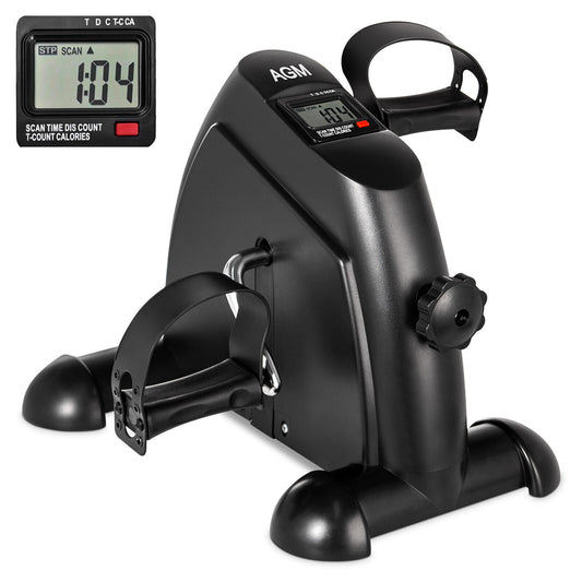 Compact Fitness Bike Pedal Trainer with LCD Display for Arm and Leg Workouts - AGM
