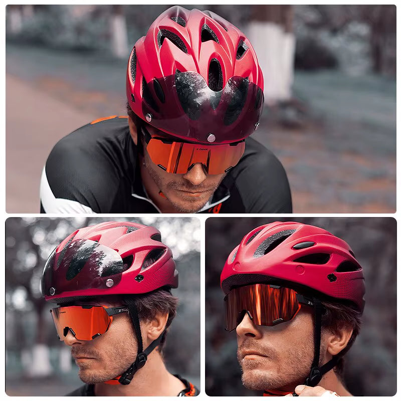 Bike Helmet with LED Tail Light Adult Cycling Helmet Fit 58-62Cm Lightweight Breathable Colorful Bicycle Helmets Accessories