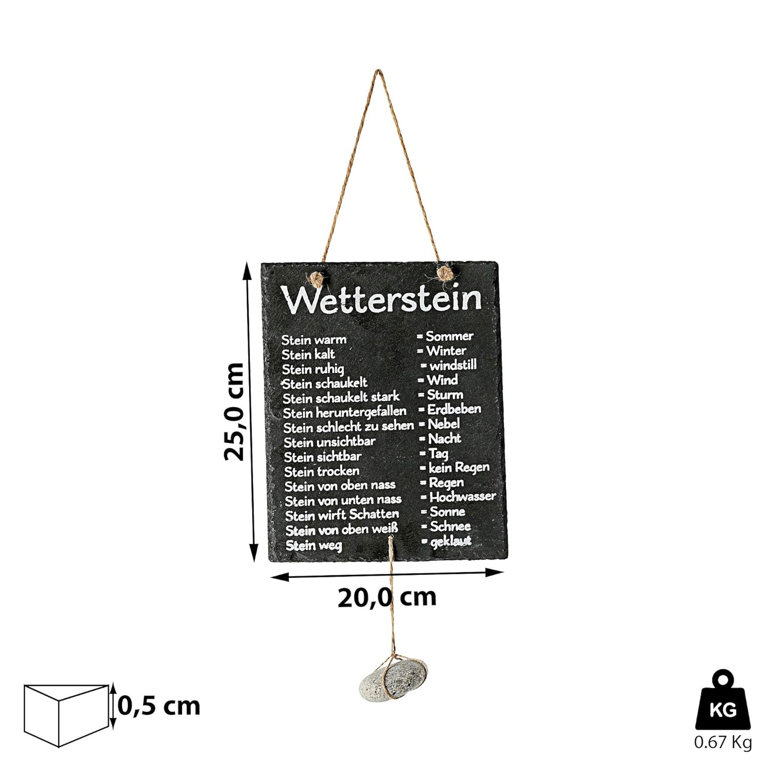 Cepewa Wetterstation Stein Auf Schiefertafel Wettertafel Schild Tafel Beschriftet 20 X 25 Cm