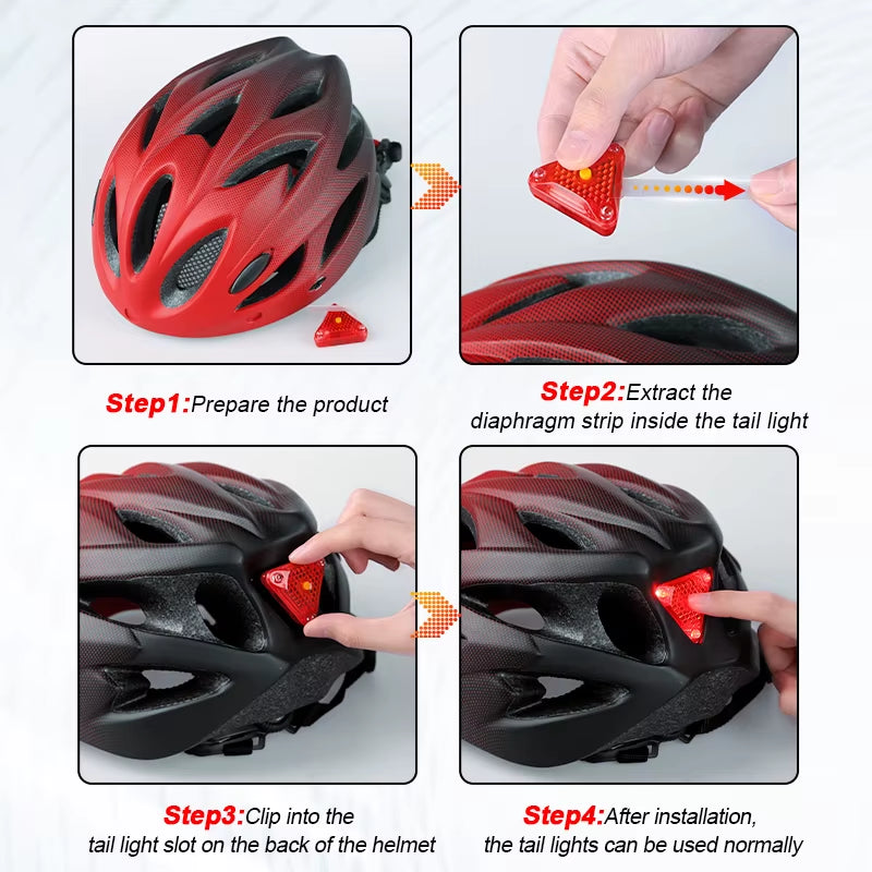 Bike Helmet with LED Tail Light Adult Cycling Helmet Fit 58-62Cm Lightweight Breathable Colorful Bicycle Helmets Accessories