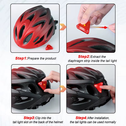 Bike Helmet with LED Tail Light Adult Cycling Helmet Fit 58-62Cm Lightweight Breathable Colorful Bicycle Helmets Accessories