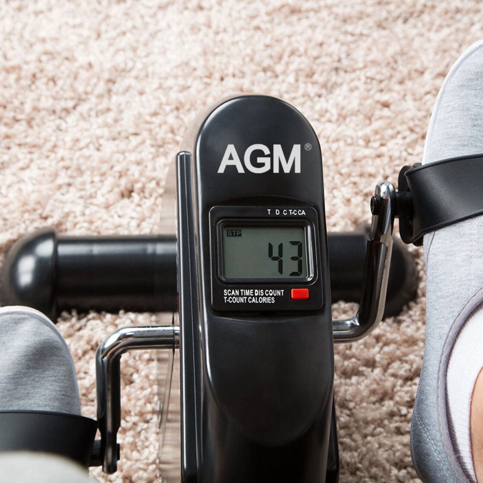 Compact Fitness Bike Pedal Trainer with LCD Display for Arm and Leg Workouts - AGM