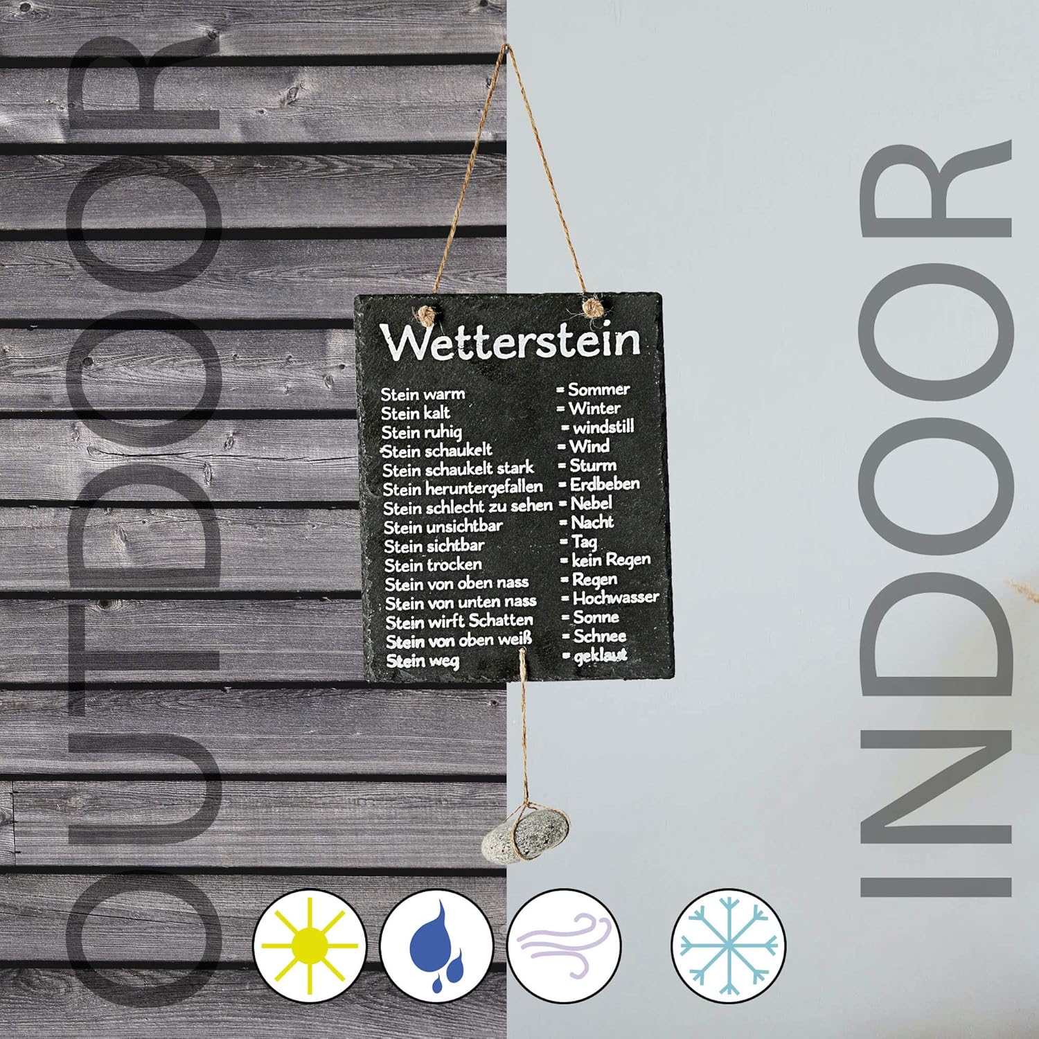 Cepewa Wetterstation Stein Auf Schiefertafel Wettertafel Schild Tafel Beschriftet 20 X 25 Cm
