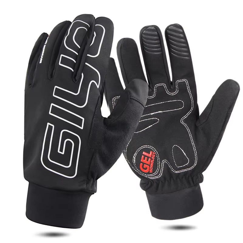 Winter Outdoor Sport Cycling Gloves Waterproof Bicycle Gloves Men Bike Gloves Thermal Fleece Cycling Gloves Gel Full Finger